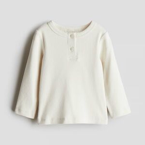 Ribbed Cotton Henley Long Sleeve Shirt 3M